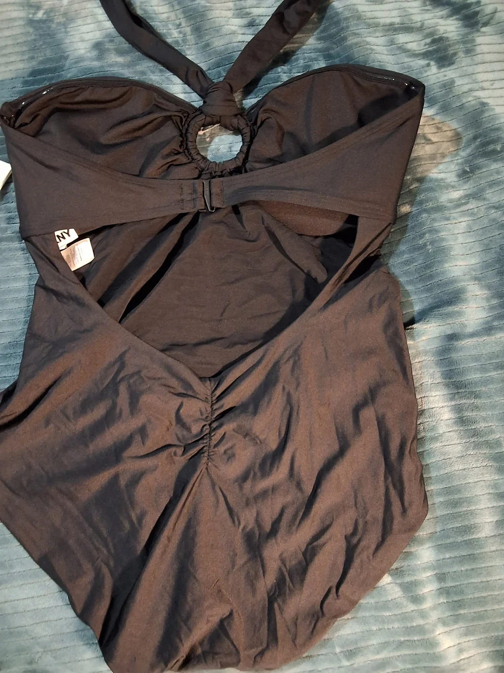DKNY O-Ring One Piece Swimsuit Black Large - Picture 4 of 7